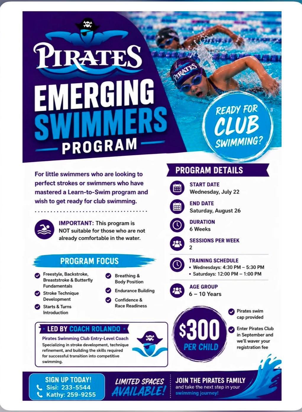 Pirates Emerging Swimmers