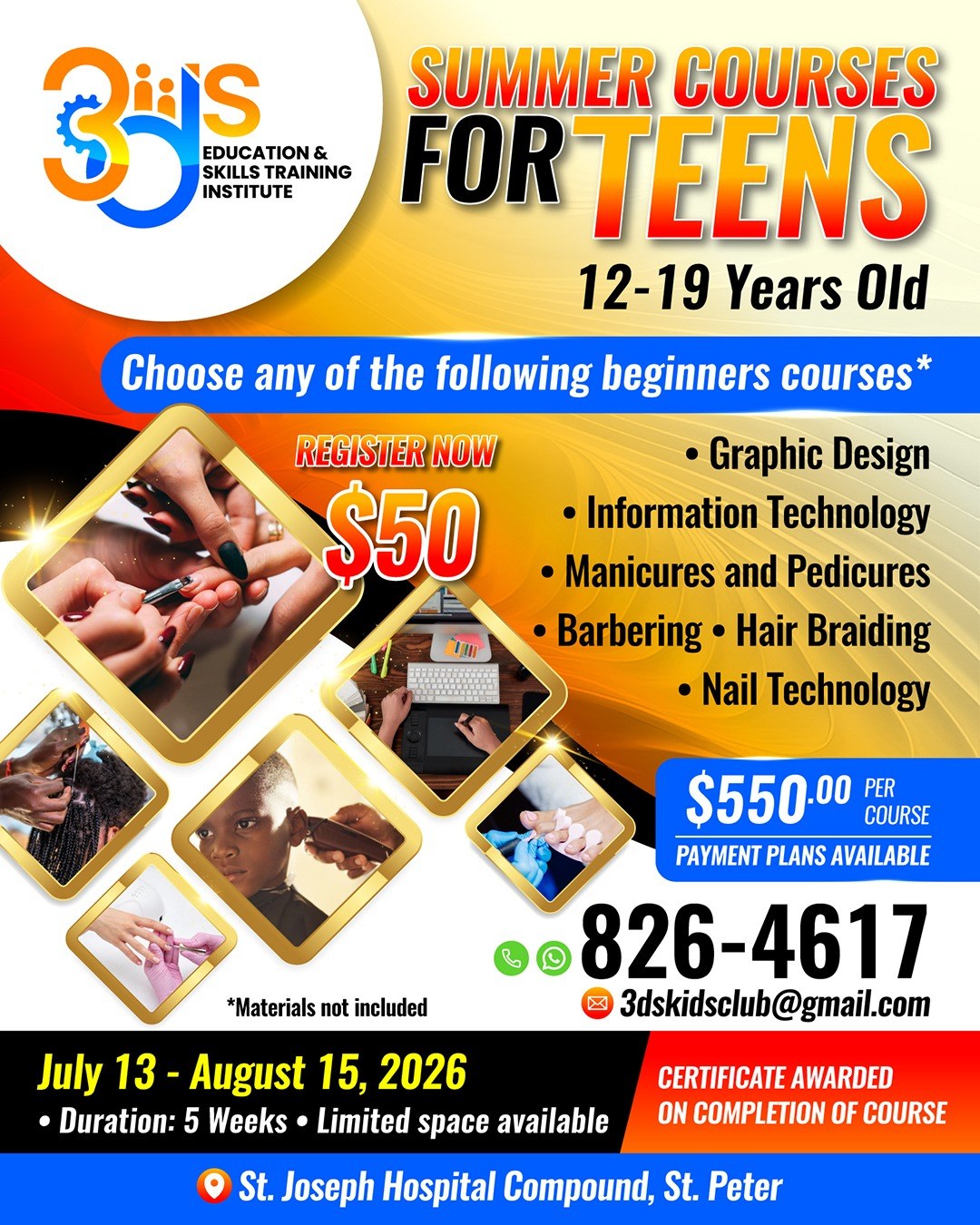 3D's Summer Courses for Teens